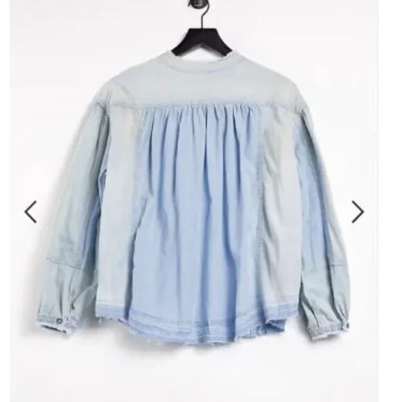 Free People Light Blue Denim Button-Up - Picture 3 of 14